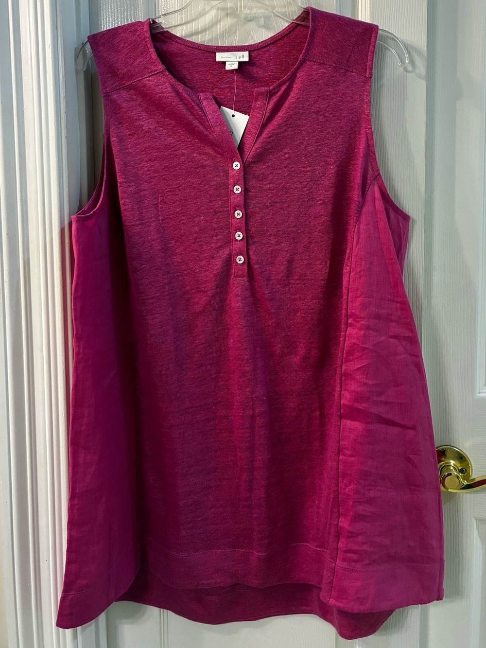 NWT J Jill Love Linen Tunic Top in Dragonfruit SZ M
